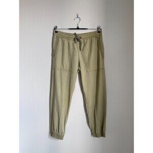 Zara The Charlotte Linen Blend Jogger Pant in Light Olive Size MEDIUM